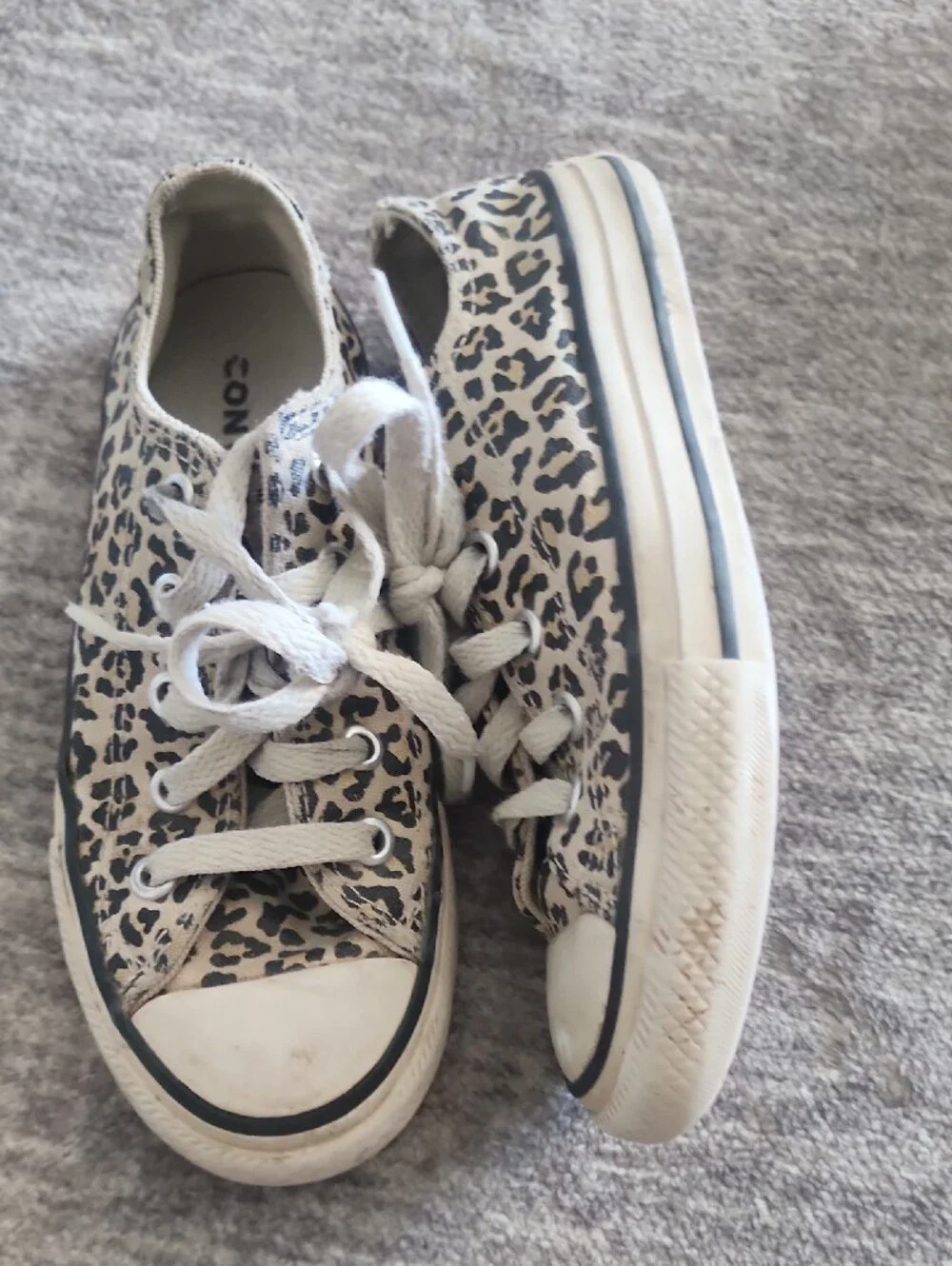 Converse Kids Leopard Canvas Sneakers - White/Gray